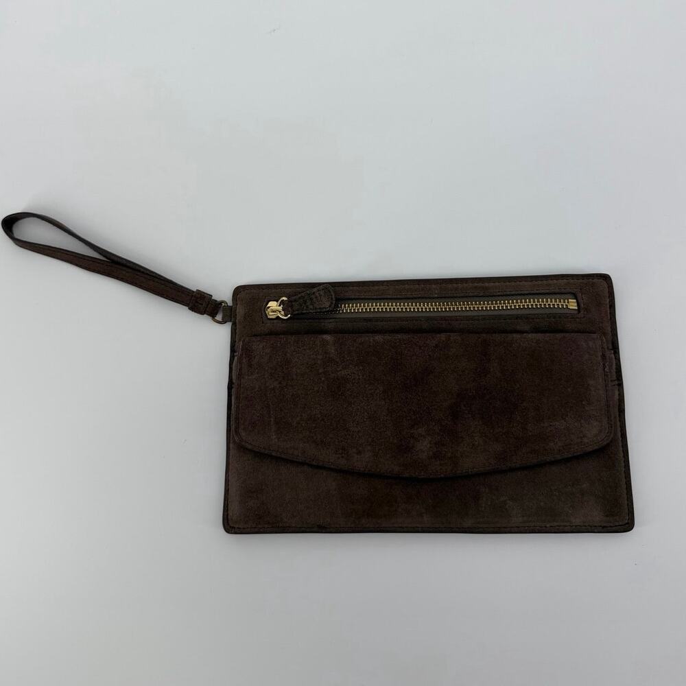 Miss Albright suede leather clutch brown western wallet